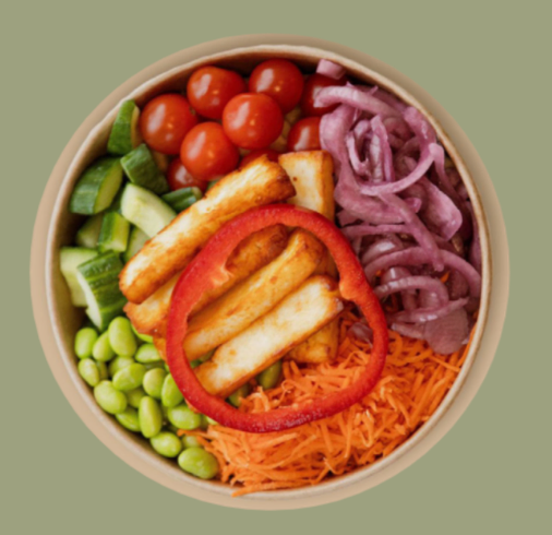 Saladbowl med fried halloumi