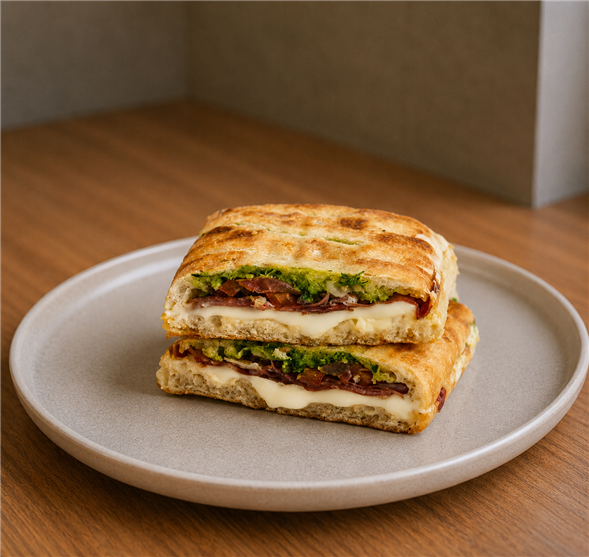 Panini med lufttørret skinke